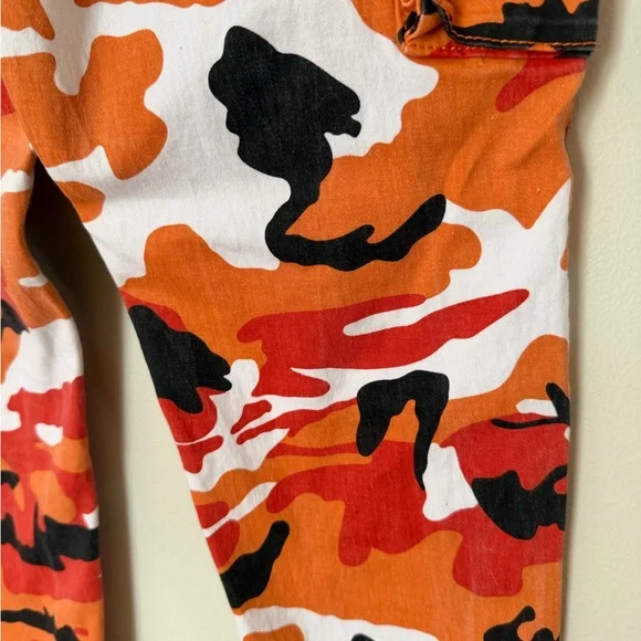 American Bazi Orange Camo Cargo Pants Joggers Utility Streetwear Size M - Picture 6 of 10